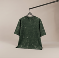 Unisex Acid Washed Oversized Tee - Bottle Green