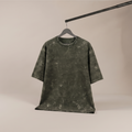 Unisex Acid Washed Oversized Tee - Olive Green