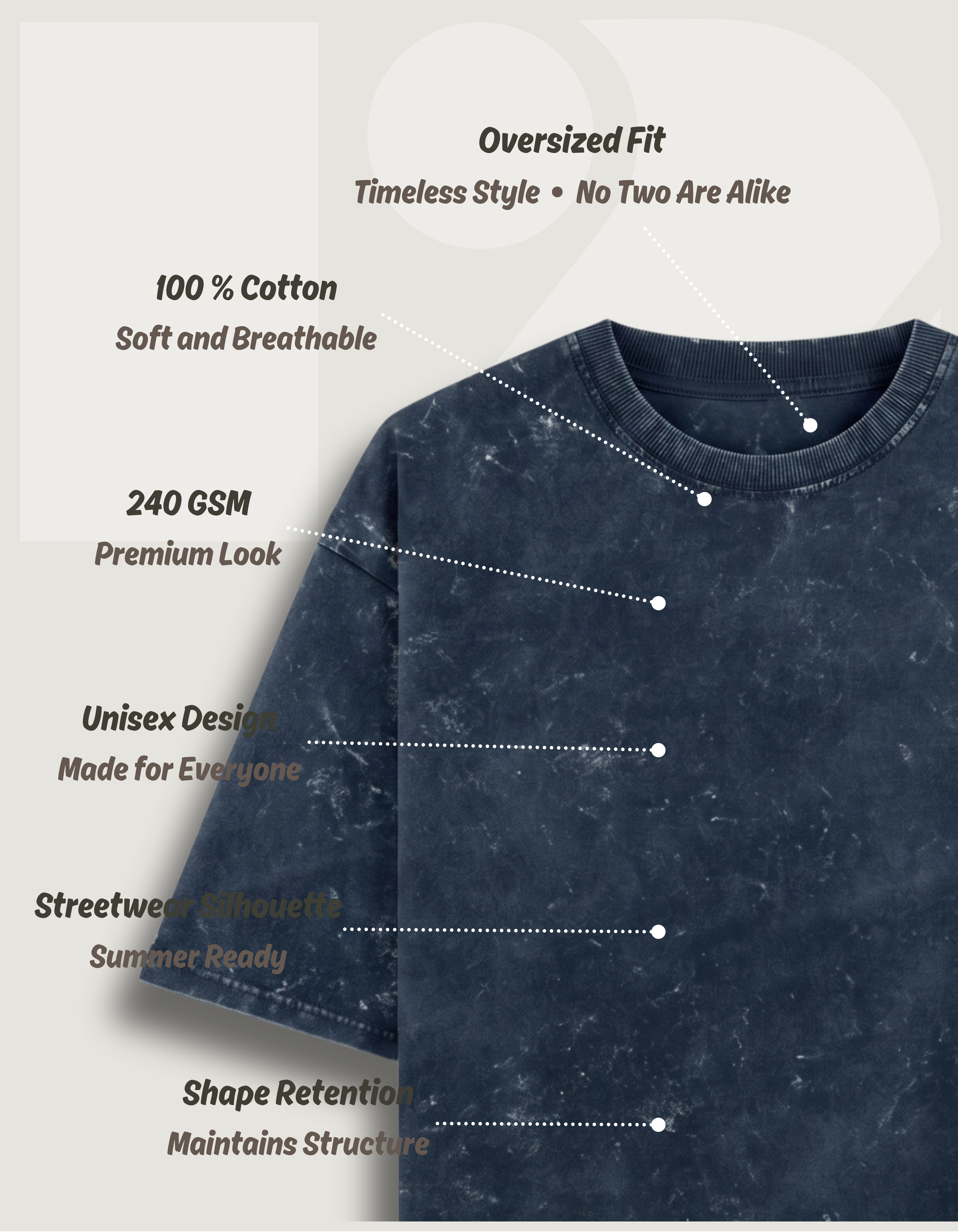 Unisex Acid Washed Oversized Tee - Blue