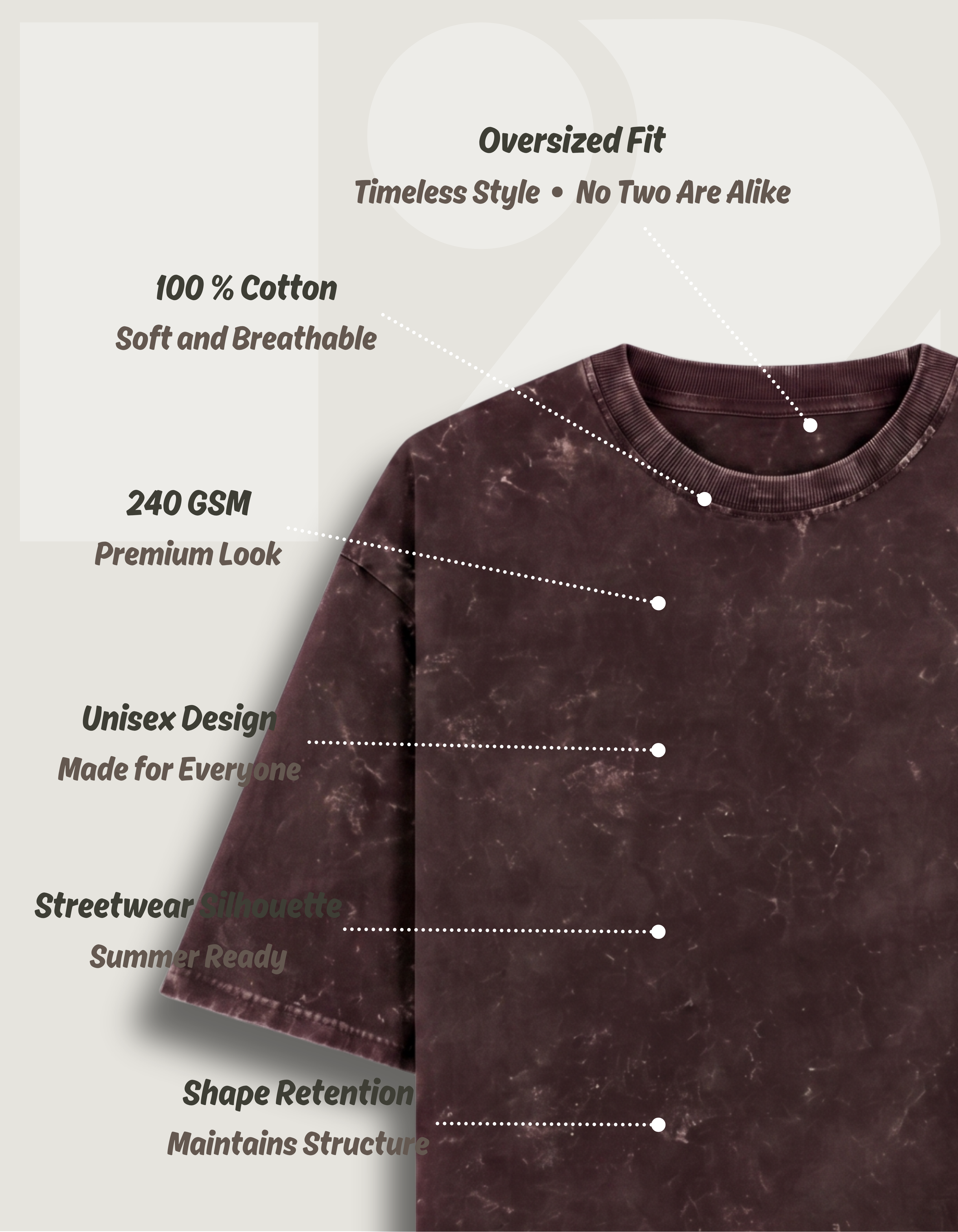 Unisex Acid Washed Oversized Tee - Red