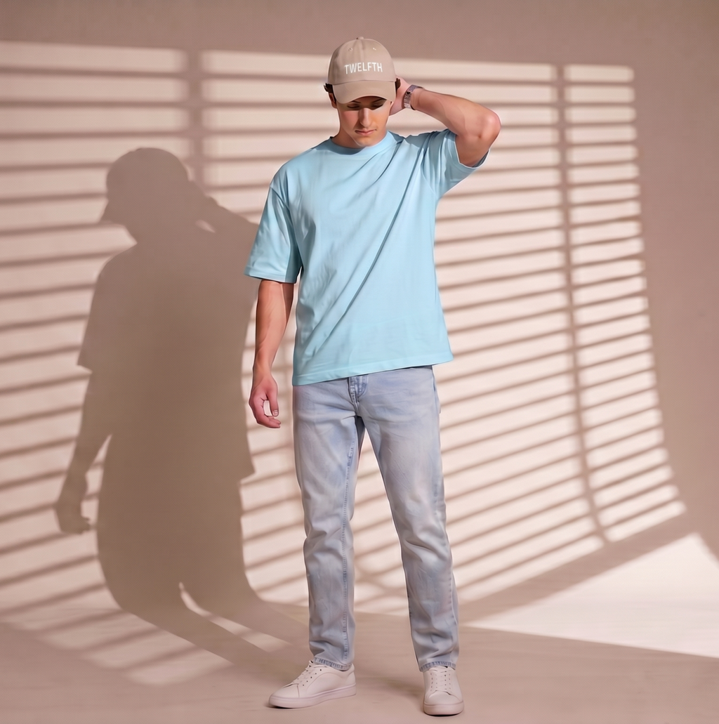 Premium Oversized Classic T-Shirt Summer Essential Sea Blue