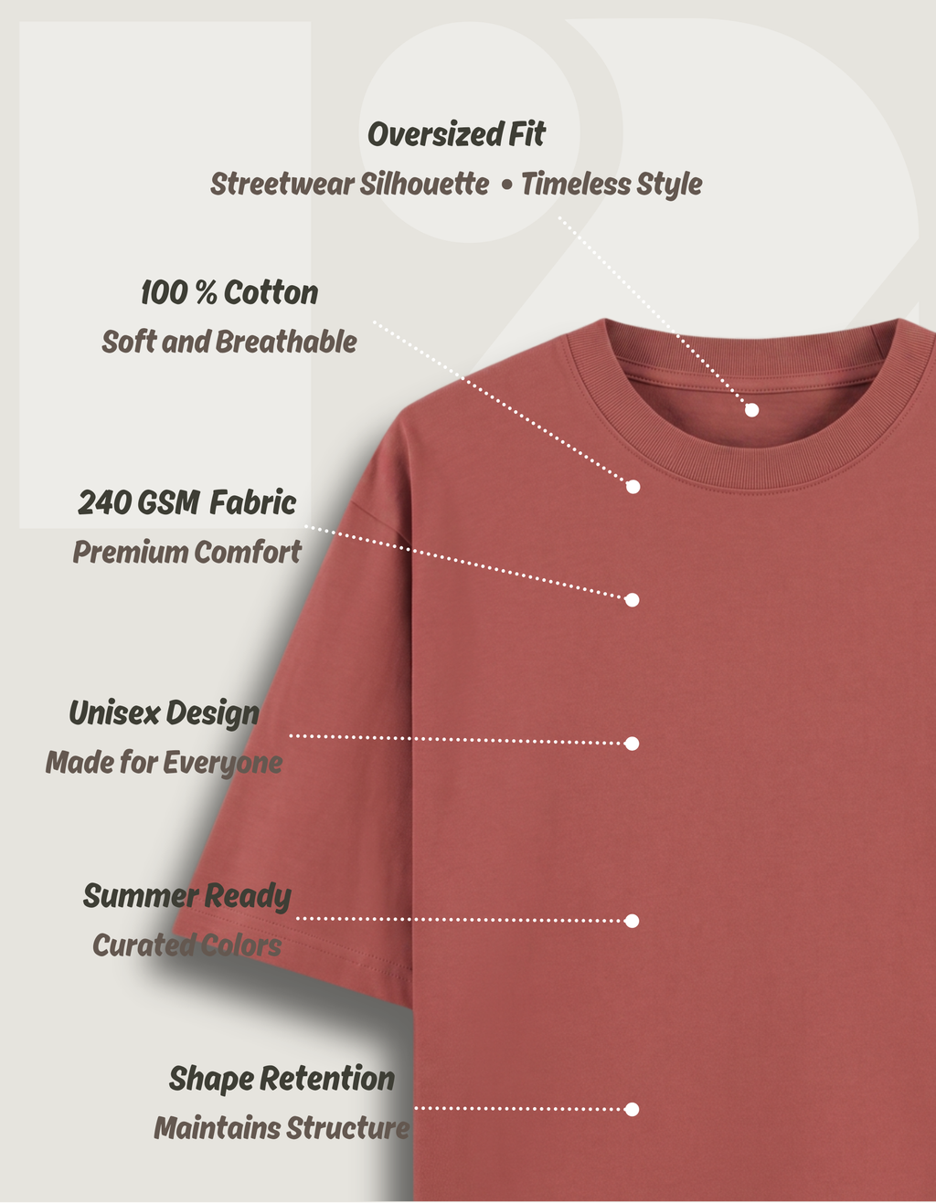 Premium Oversized Classic T-Shirt Summer Essential Coral