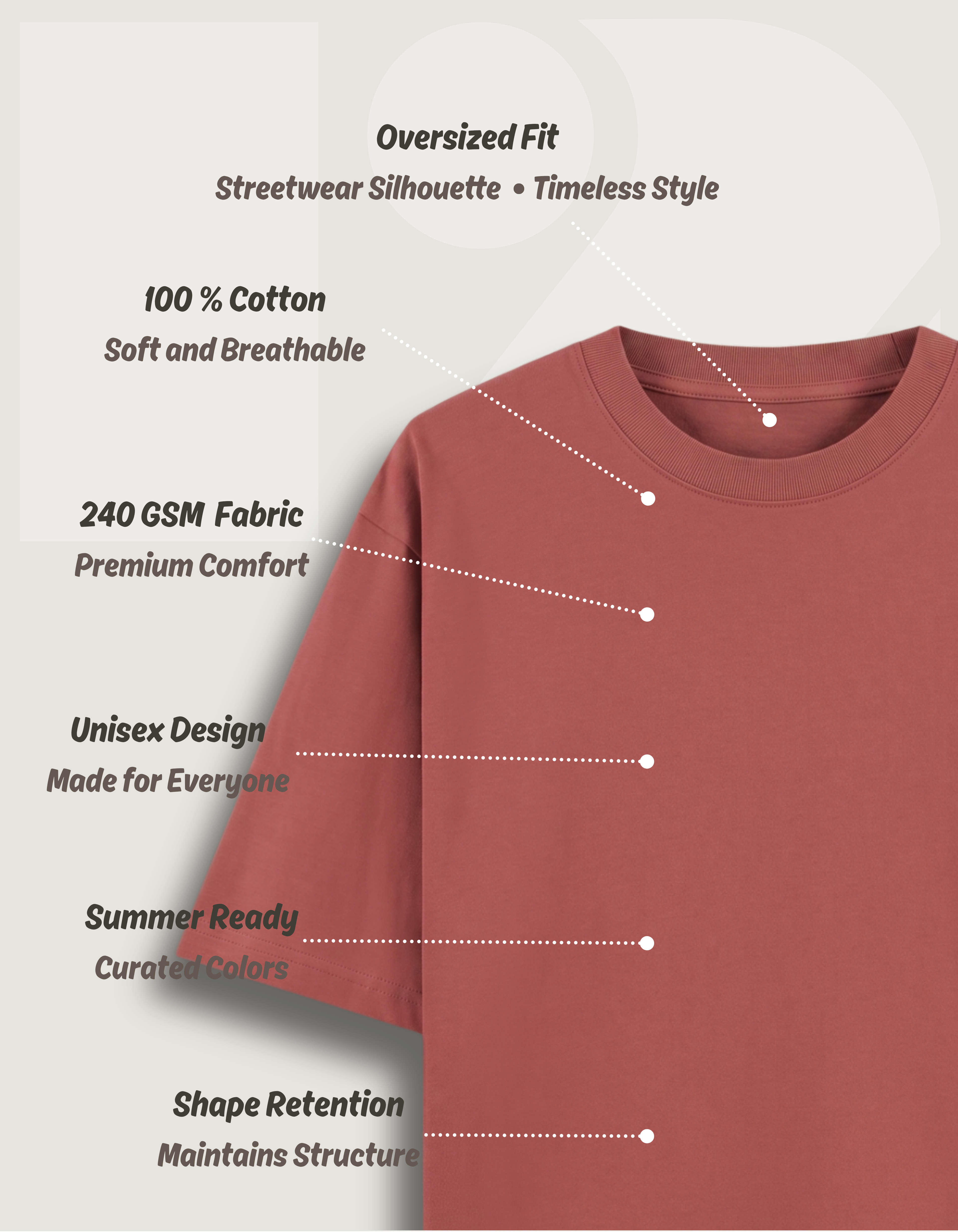 Premium Oversized Classic T-Shirt Summer Essential Coral