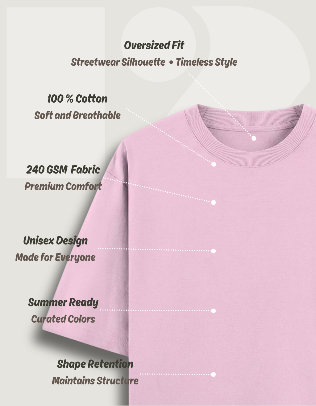 Premium Oversized Classic T-Shirt Summer Essential Baby Pink
