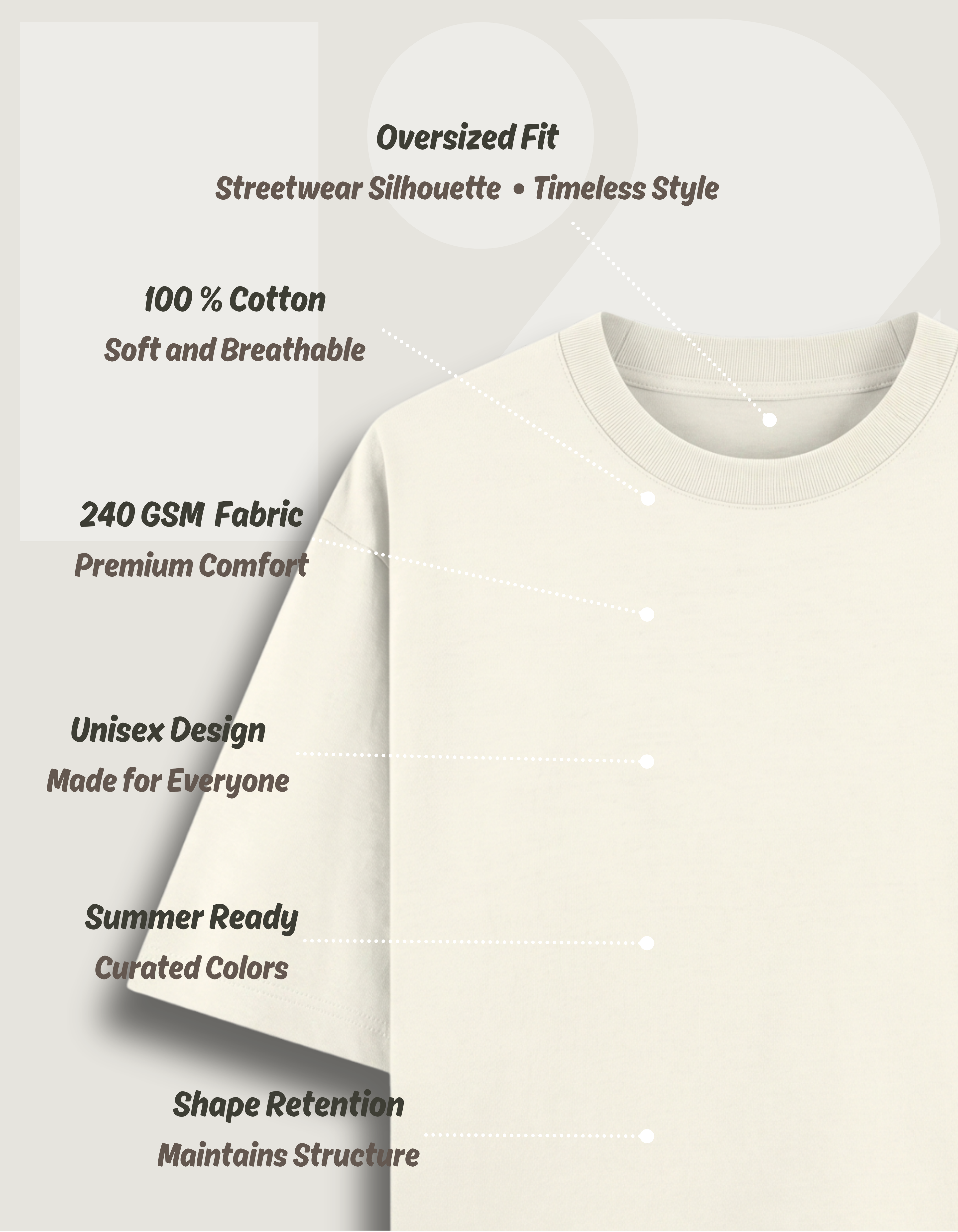 Premium Oversized Classic T-Shirt Summer Essential Off White