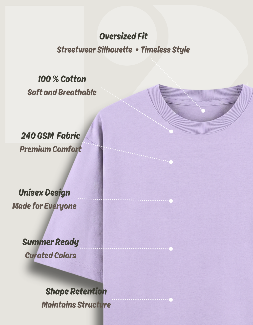 Premium Oversized Classic T-Shirt Summer Essential Lavender