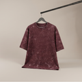 Unisex Acid Washed Oversized Tee - Red