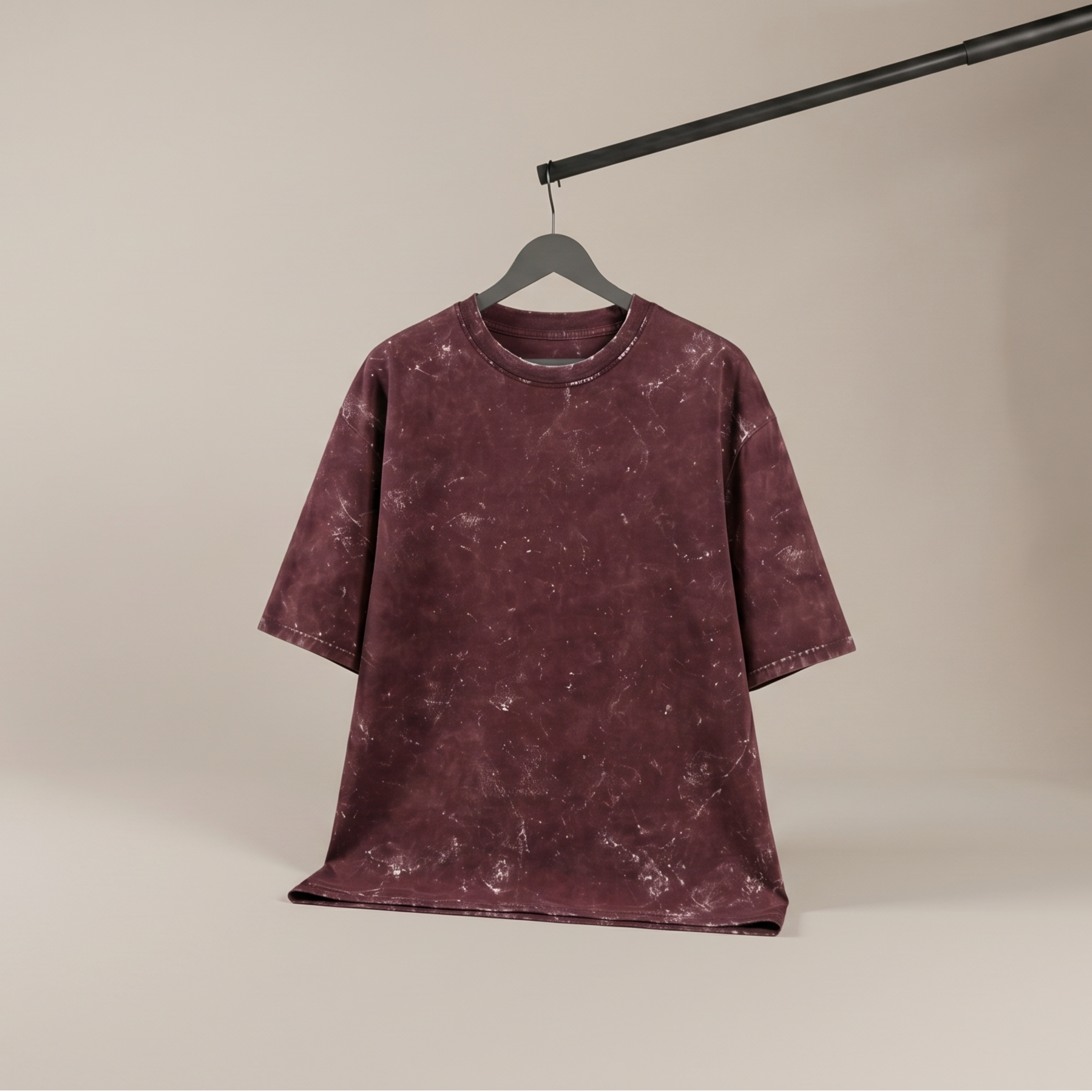 Unisex Acid Washed Oversized Tee - Red