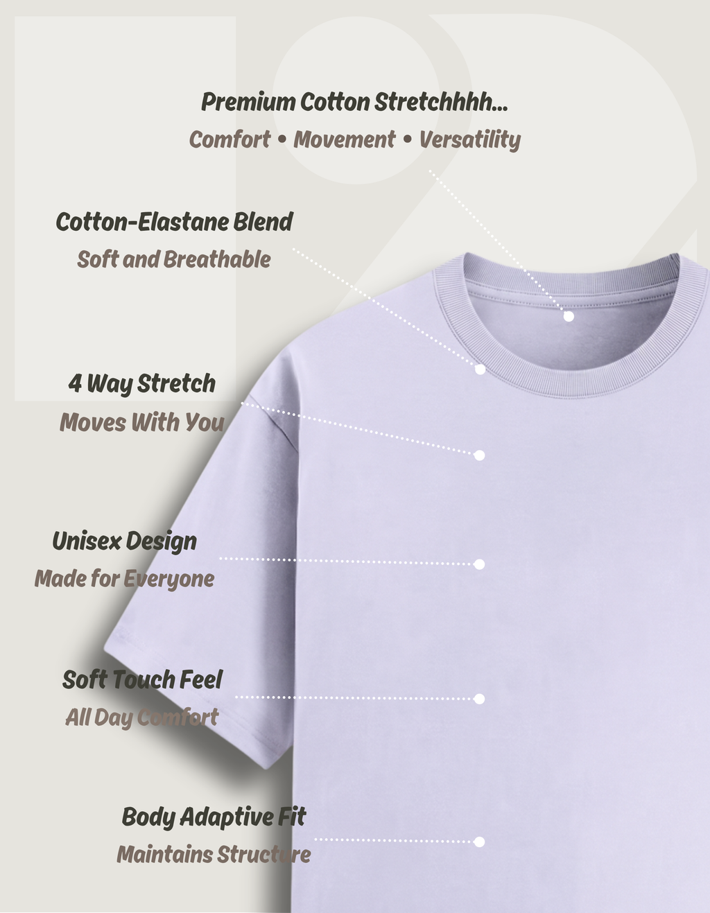 Premium Cotton Stretch T-Shirt – Lavender