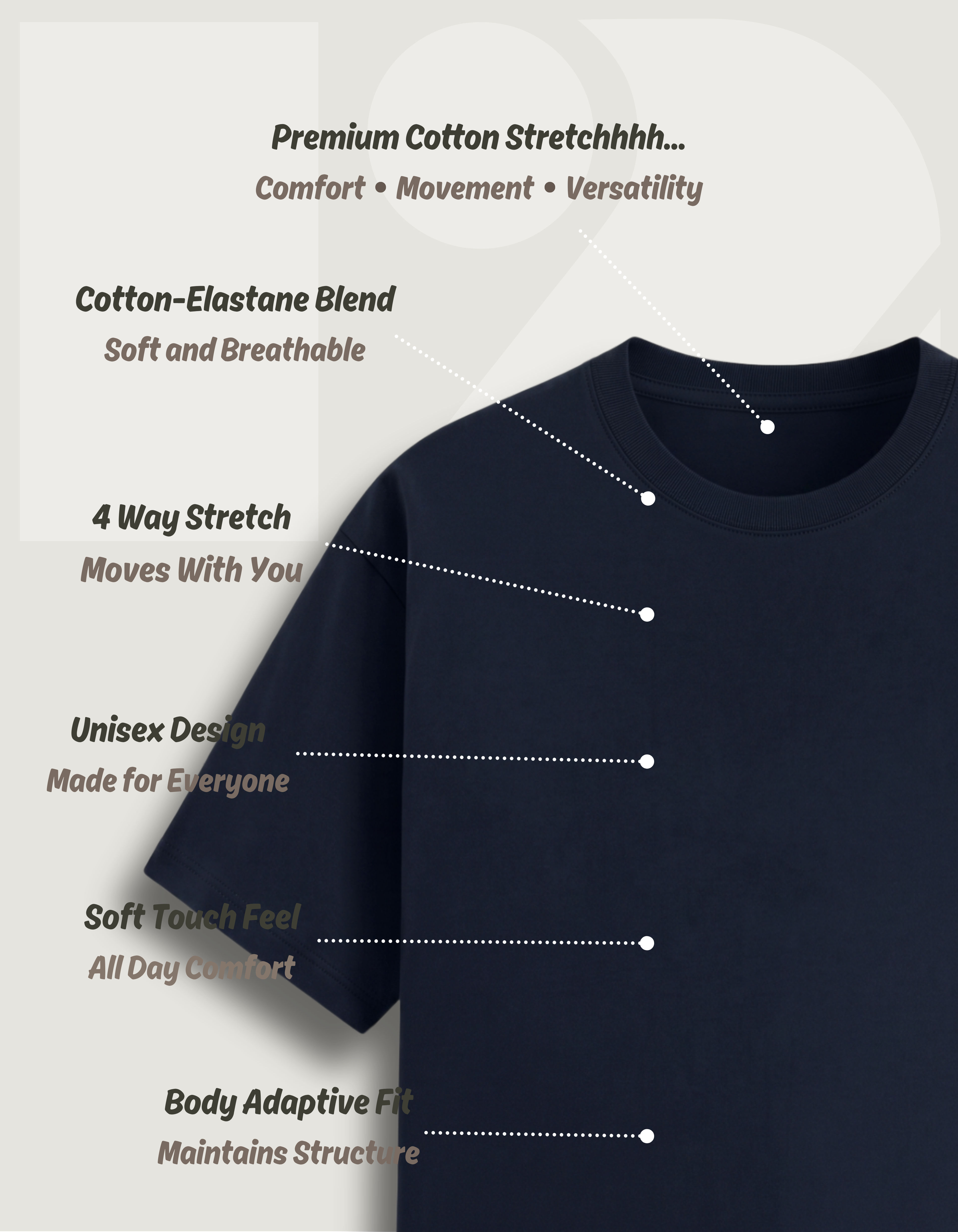 Premium Cotton Stretch T-Shirt – Navy Blue