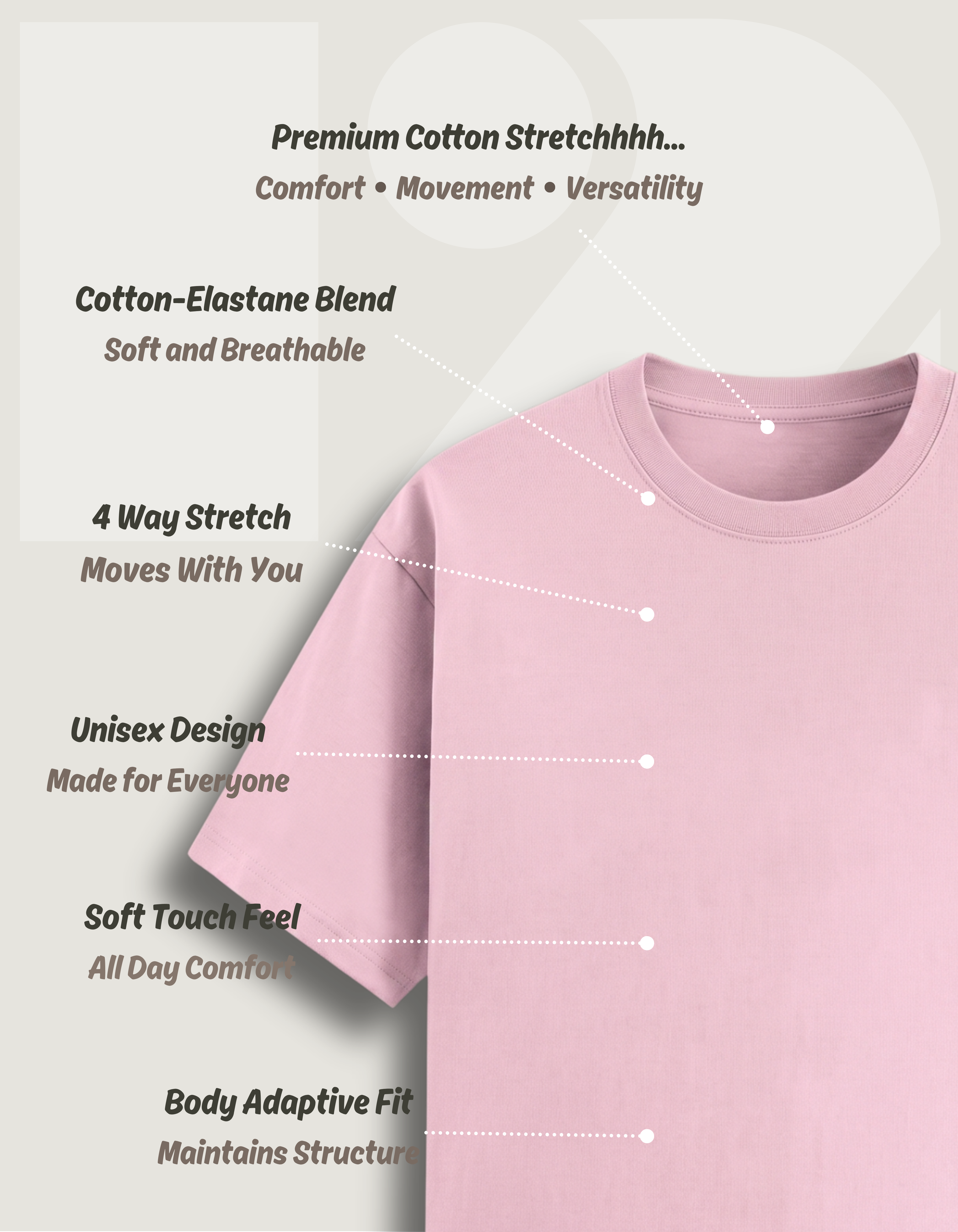 Premium Cotton Stretch T-Shirt – Baby Pink