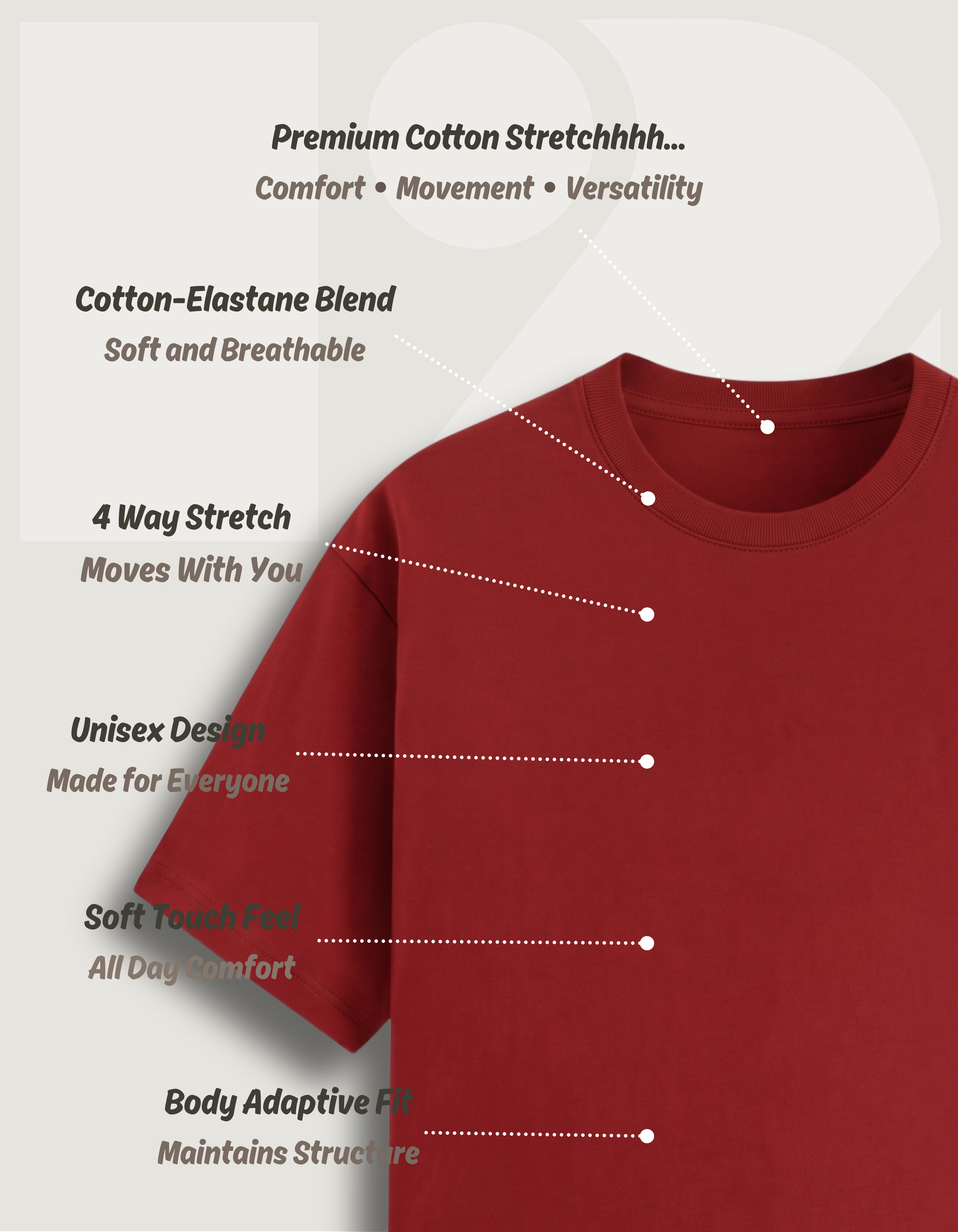 Premium Cotton Stretch T-Shirt – Classic Red