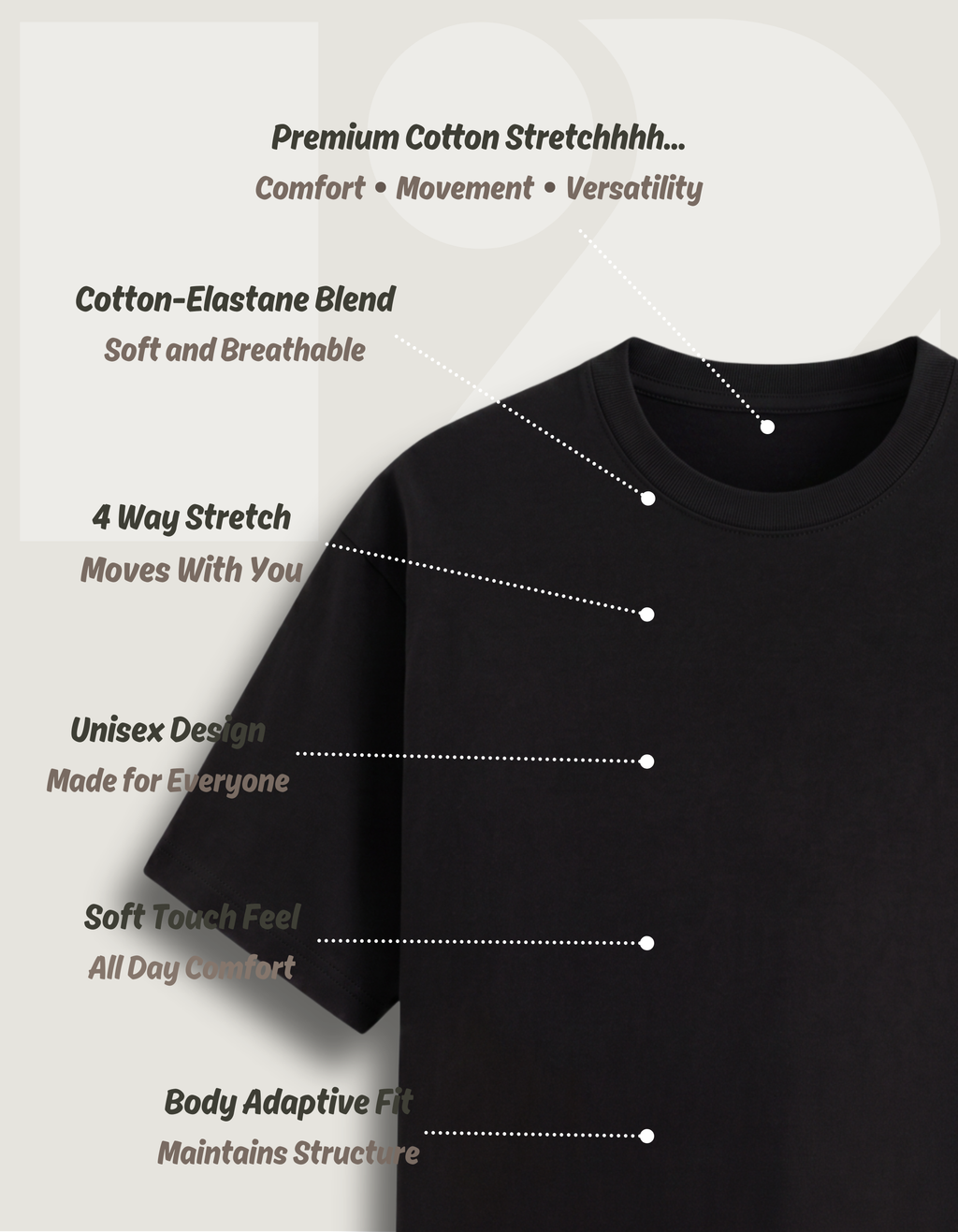 Premium Cotton Stretch T-Shirt – Black